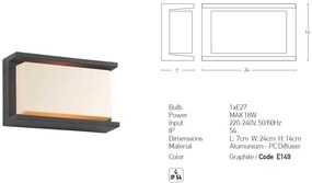 Aplica de perete pentru iluminat exterior IP54 Cinid grafit