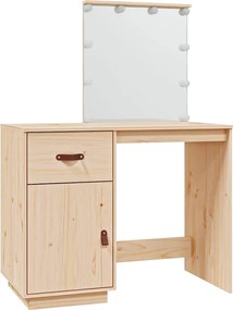 vidaXL Măsuță de toaletă cu LED, 95x50x133,5 cm, lemn masiv pin
