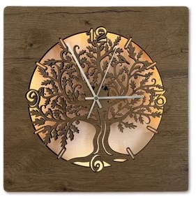 Li-Go 5652/DUB2 - Ceas LED dimabil LED/10W/5V 20000 mAh 42x42 cm stejar+ telecomandă