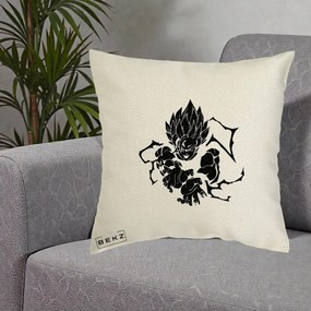 Perna Personalizata Dragon Ball Goku Super Saiyan Silueta, 40x40 cm, Ecru, Husa Detasabila, Perna Inclusa, BEKZ®