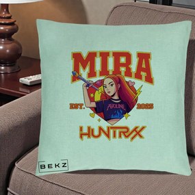 Perna Personalizata K-pop HUNTRX Mira Personaj Avoline, 40x40 cm, Verde Menta, Husa Detasabila, Perna Inclusa, BEKZ®