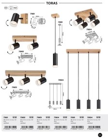 Pendul din lemn stil nordic cu 1 spot Toras