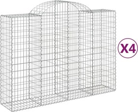 vidaXL Coșuri gabion arcuite 4 buc, 200x50x140/160 cm, fier galvanizat