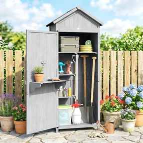 Outsunny Căsuță din lemn, 77x52.5x178cm, Dulap cu banc de lucru rabatabil | Aosom Romania