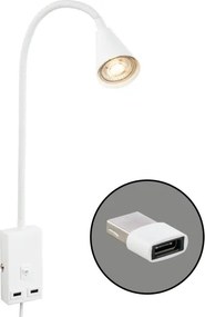 Briloner 2175-016 - Aplică de perete flexibilă cu port USB 1xGU10/10W/230V albă