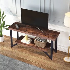 Comoda tv cu picioare metal Homs 140 cm, nuc-negru,30403