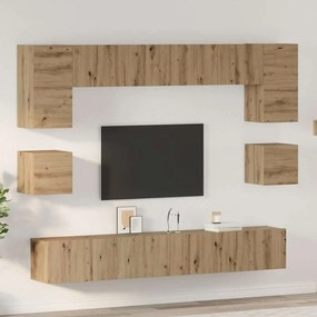 vidaXL Set comodă TV Pe perete 8 pcs stejar artizanal 100 x 30 x 30 cm