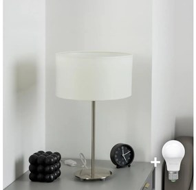 Lampă LED de masă Eglo TUNJA 1xE27/60W/230V 38,5 cm crom mat/alb