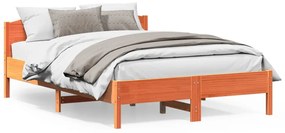 3216199 vidaXL Cadru de pat cu tăblie, maro ceruit, 150x200 cm, lemn masiv pin