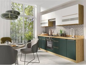 Set bucatarie GLAMOUR C PLUS, carcasa stejar artisan/fronturi verde ma