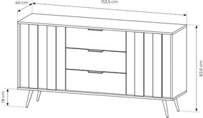 Comodă cu sertare Flaro 153 cm - stejar Dunin