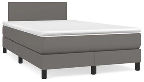 3269811 vidaXL Pat box spring cu saltea, gri, 120x190 cm, piele ecologică