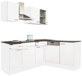 Dulap de bucătărie de colț Yorki 220, corp alb, cu față alb satinat