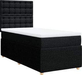 vidaXL Pat box spring cu saltea, negru, 90x190 cm, textil