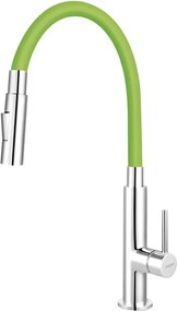 Baterie bucatarie Ferro Zumba Slim 2F verde cu pipa flexibila