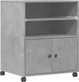 vidaXL Suport pentru imprimantă cu roți, gri beton, 60x48x74 cm