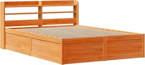vidaXL Cadru de pat cu tăblie, maro ceruit, 140x190 cm, lemn masiv pin