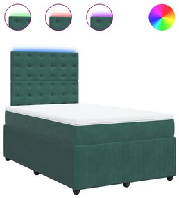 3294625 vidaXL Pat box spring cu saltea, verde închis, 120x200 cm, catifea