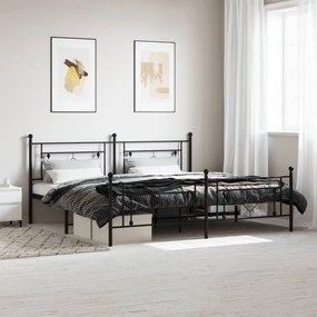 374364 vidaXL Cadru pat metalic cu tăblii de cap/picioare, negru, 200x200 cm