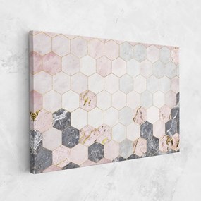 Tablou Canvas, 20x30cm, Dormitor si Living, Abstracte, Geometrice, Grey Pink Hexagon