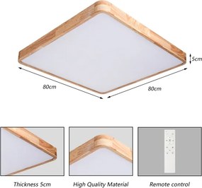 Brilagi - Corp de iluminat LED dimabil WOODLINE SQUARE LED/100W/230V stejar 80x80 cm + telecomandă