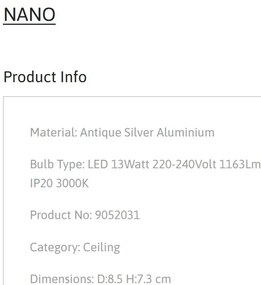 Spot LED aplicat diametru 8,5cm NANO argintiu, NVL-9052031