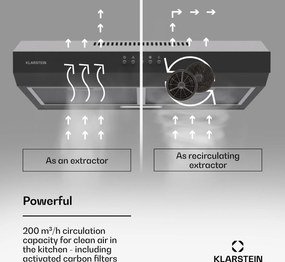 Klarstein Contempo 60, hota, 60 cm, sub dulap, 200 m³/h, LED, acril, otel inoxidabil
