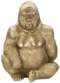 Figurina decorativa aurie din polirasina, 64x53x82 cm, Gorilla Mauro Ferretti