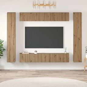 vidaXL Set comodă TV cu raft 10 pcs stejar artizanal 30.5 x 30 x 90 cm