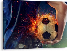 Tablou - Minge de fotbal în flăcări (70x50 cm)