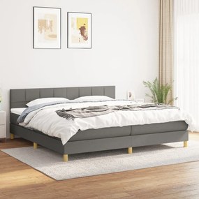 3140642 vidaXL Pat box spring cu saltea, gri închis, 200x200 cm, textil