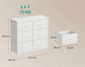 Comoda cu sertare textile VELMIO 77 x 74 cm, alba