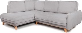 Colțar gri deschis extensibil/cu spațiu de depozitare cu tapițerie din catifea reiată (cu colț pe partea stângă/în formă de ”L”) Tori – Bonami Selection
