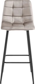 Scaun de bar cu picioare negre ARCETO VELVET, bej
