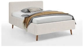 Pat matrimonial alb tapițat cu spațiu de depozitare cu somieră 140x200 cm Mattis – Meise Möbel