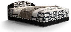 Pat matrimonial Boxspring 160 cm Orlando la (motiv + maro închis) ( cu saltea și sp. depozitare). 1047284