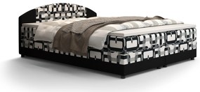 Pat matrimonial Boxspring 180 cm Orlando Comfort (Motiv + maro închis) (cu saltea și sp. depozitare). 1056263