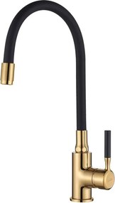 Baterie bucatarie cu pipa flexibila Invena Glamour negru-auriu
