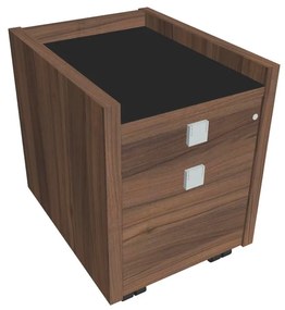 Comodă mobilă Verno 47 x 60 cm cu sticlă, 2 sertare, nuc / negru