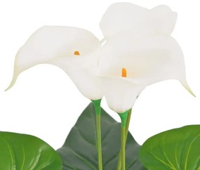 Floare de cala crin artificiala cu ghiveci, 45 cm, alb 1, Alb, cala   45 cm