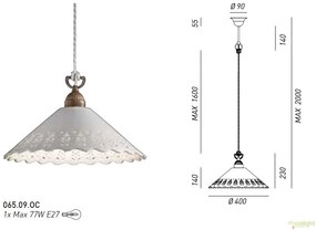 Lustra, Pendul rustic fabricat manual diametru 40cm Fiori di Pizzo 065.09.OC