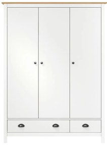 288954 vidaXL Șifonier cu 3 uși Hill, alb, 127x50x170 cm, lemn masiv de pin