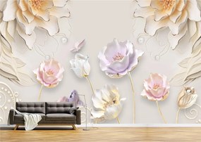 Tapet Premium Canvas - Flori colorate si perle