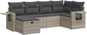 vidaXL Set canapele de grădină cu perne, 6 piese gri deschis poliratan