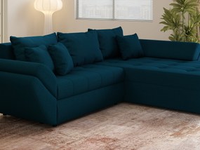 Colțar extensibil dumonde cu ladă de depozitare si sezut confortabil din spuma high-density, Loana Enjoy Petrol II 270x185 cm