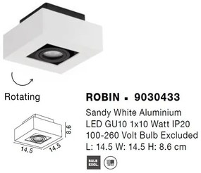 Spot aplicat tavan ajustabil ROBIN alb
