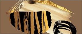 Tablou - Abstracție maro auriu N⁰2 (120x50 cm)
