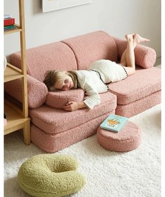 Pernă decorativă pentru copii verde cu tapițerie din țesătură bouclé U – Wigiwama