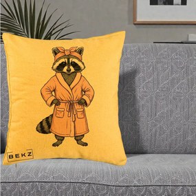 Perna Decorativa Albinuta Kawaii Vesela, 40x40 cm, Galben, Husa Detasabila, Perna Inclusa, BEKZ®