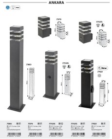 Stalp iluminat exterior cu priza, Protectie IP44, Ankara
